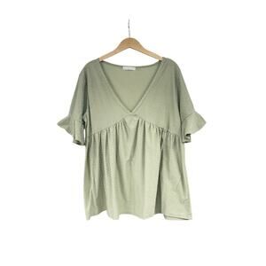 Blakely Boutique Swiss Dot Babydoll Light Green Top Blouse Plus Size Womens 2XL